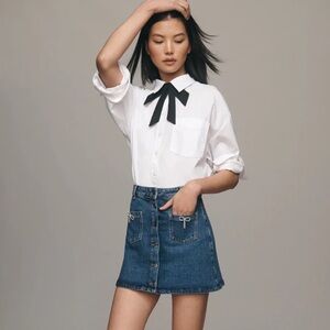 Maeve by Anthropologie Denim Bow Mini Skirt NWT